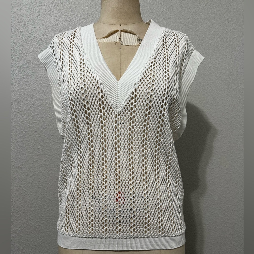 Zara White Crochet Vest size Medium